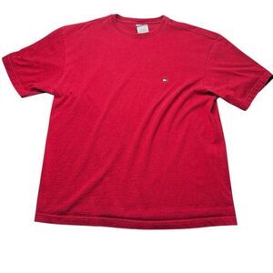 Vintage Tommy Hilfiger Solid Red Mens XL T Shirt 2003 Y2K Casual Preppy